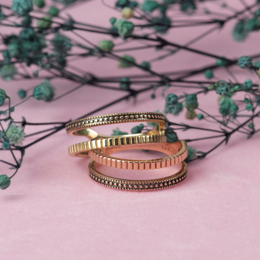 Cabaret Curve İkili Altın Yüzük PI0203