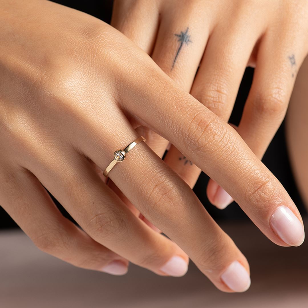 Cabaret Tek Taş Altın Yüzük PI0204