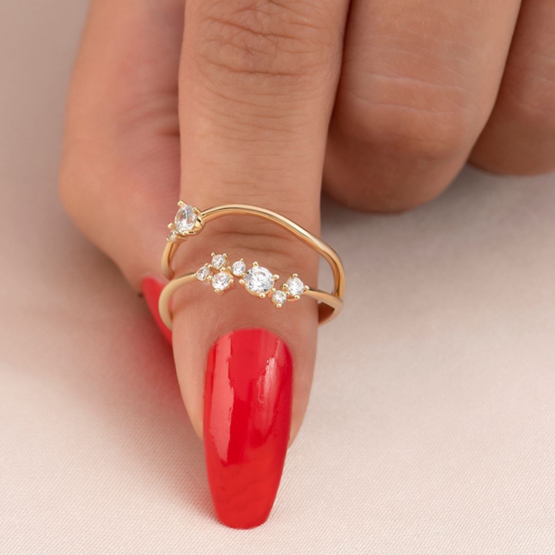 Cabaret Asimetrik Queen Altın Yüzük PI0208