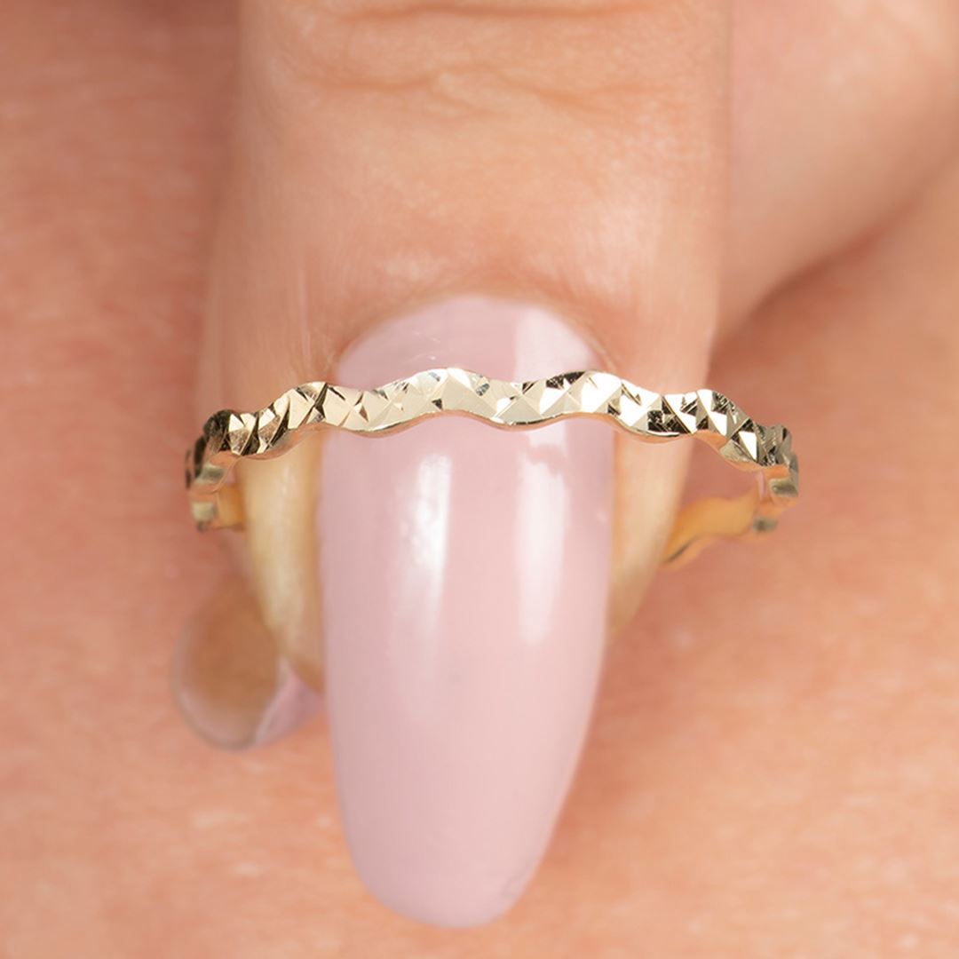 Andante Desenli Kıvrım Altın Yüzük PI0244