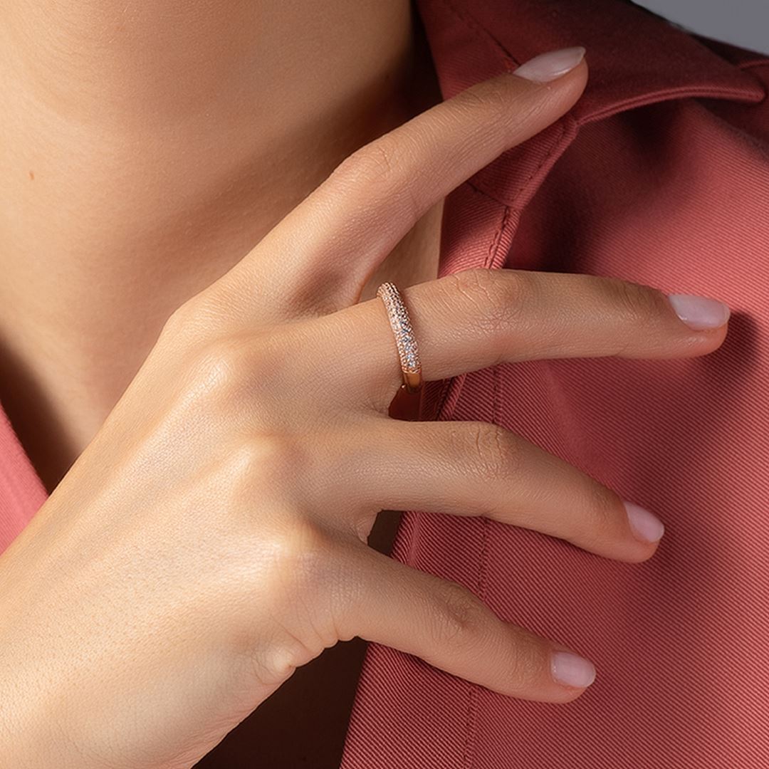 Forte Taşlı Band Altın Yüzük PI0247