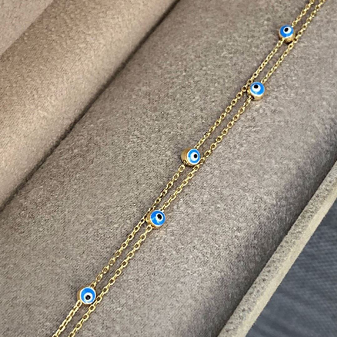 Nazar Boncuklu Çift Sıra Bileklik BL0080