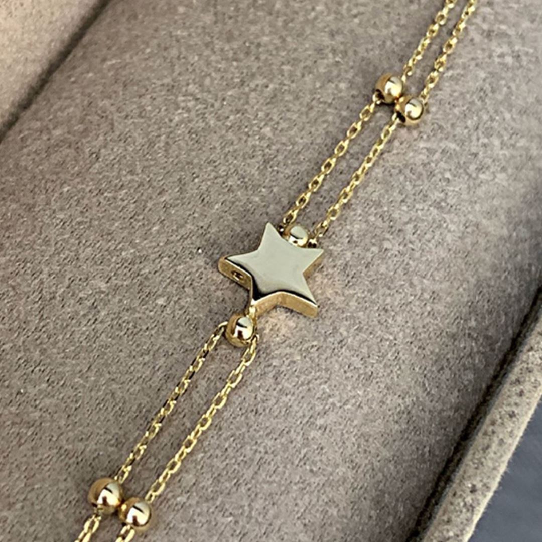 Çift Zincir İnce Yıldızlı Bileklik BL0051