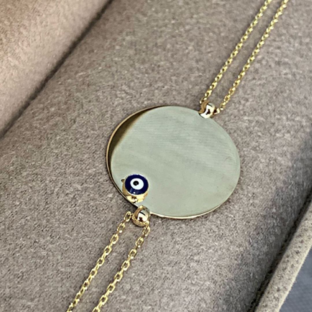 İnce Plaka Mineli Bileklik Nazar Boncuklu BL0043