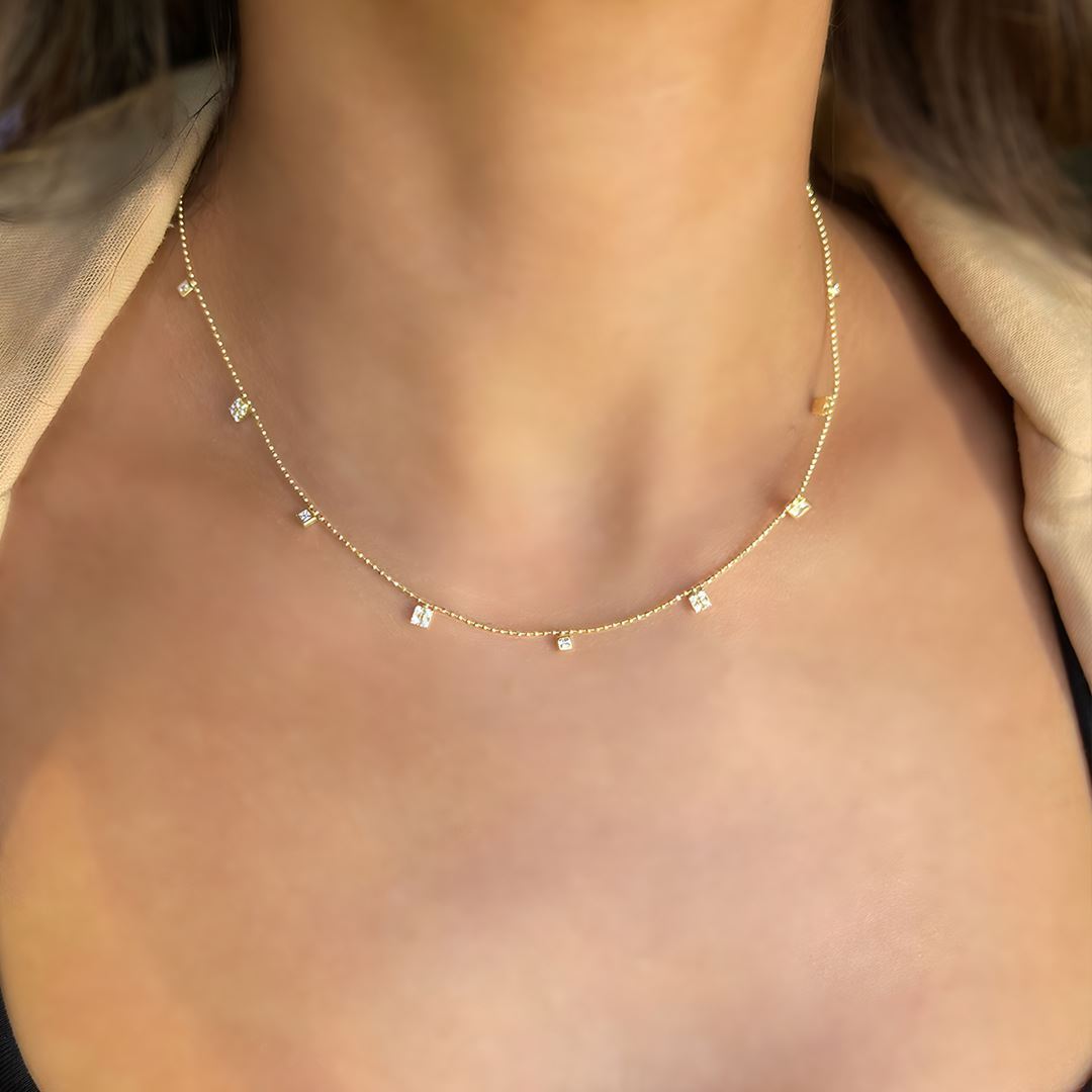 İthal Taşlı Altın Fantezi Kolye A0027