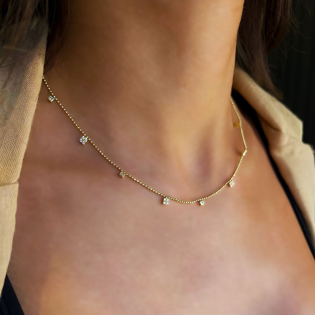 İthal Taşlı Altın Fantezi Kolye A0027