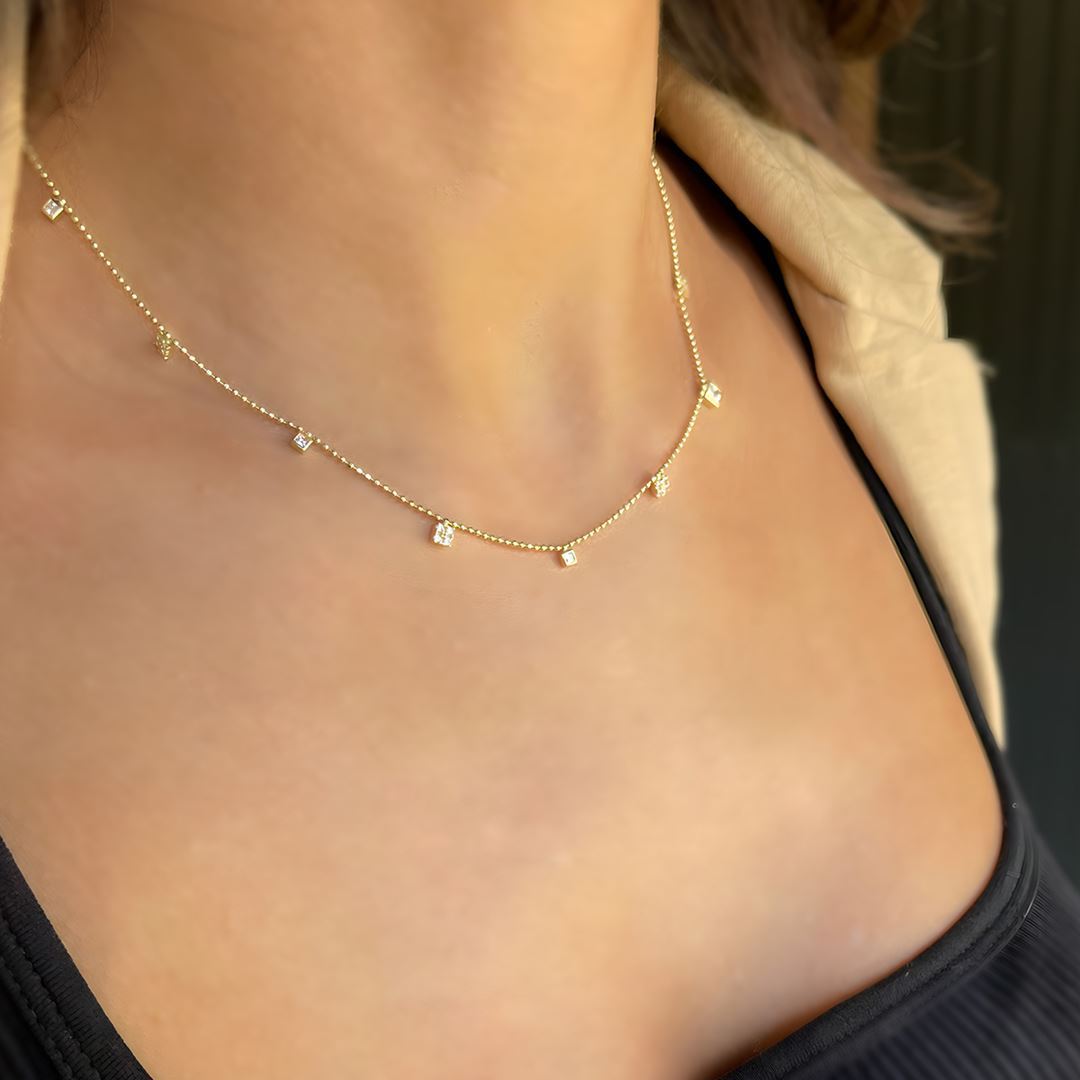 İthal Taşlı Altın Fantezi Kolye A0027