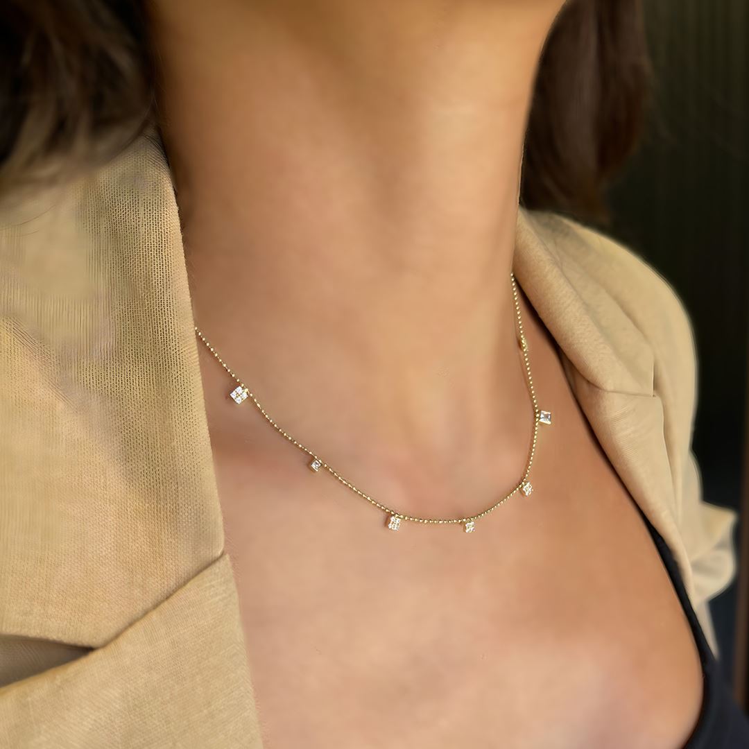 İthal Taşlı Altın Fantezi Kolye A0027