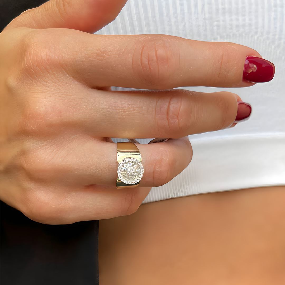 Mini Baget Taşlı Altın Yüzük A0036