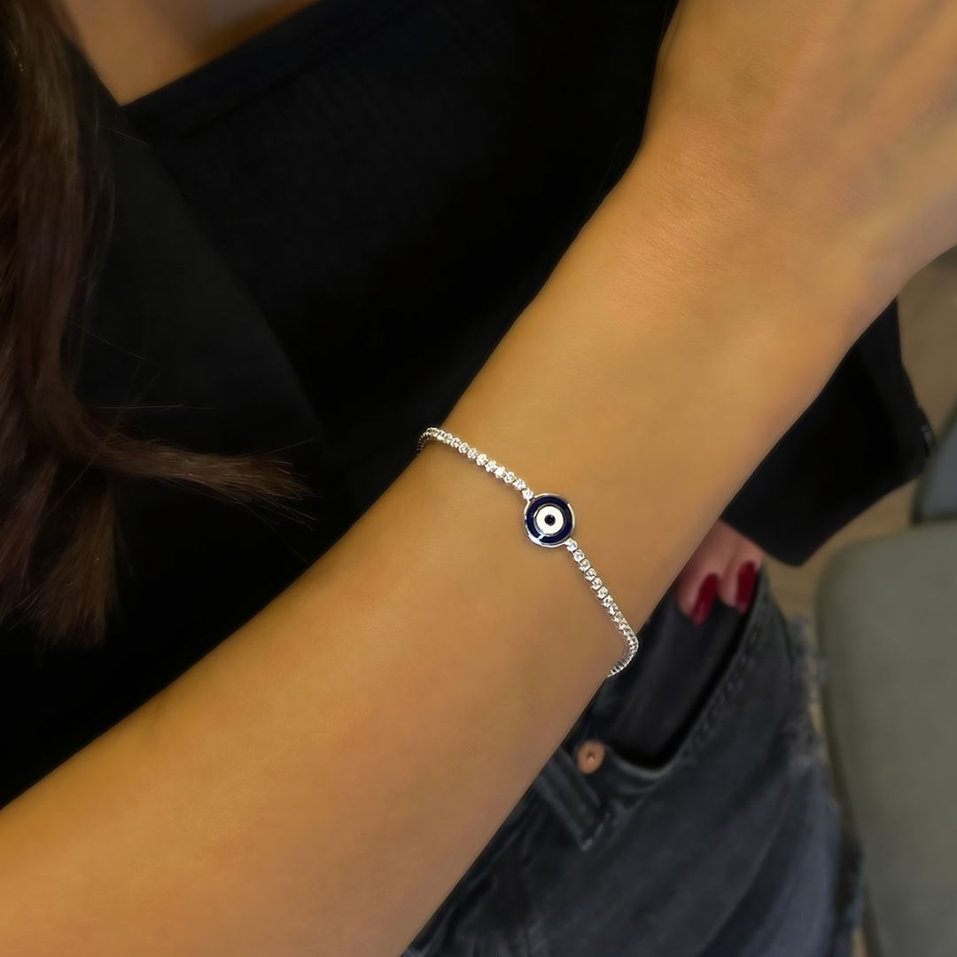 Nazar Boncuk Detaylı Su Yolu Altın Bileklik A0041