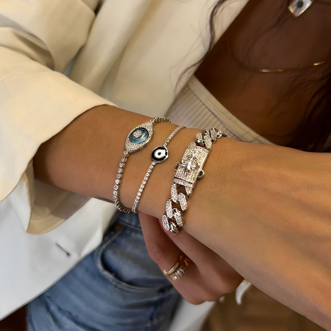 Nazar Boncuk Detaylı Su Yolu Altın Bileklik A0041