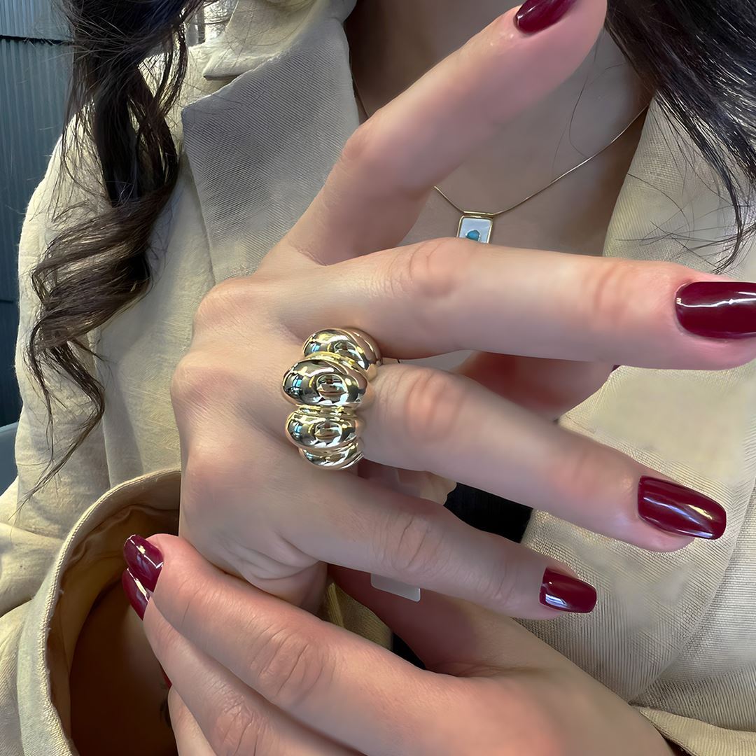 İthal Dalga Bomb Altın Yüzük A0017