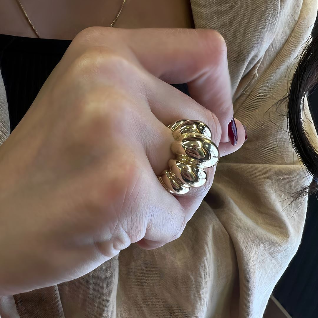 İthal Dalga Bomb Altın Yüzük A0017