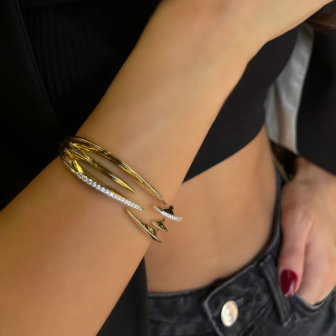 İthal Taş Detaylı Altın Bilezik A0026