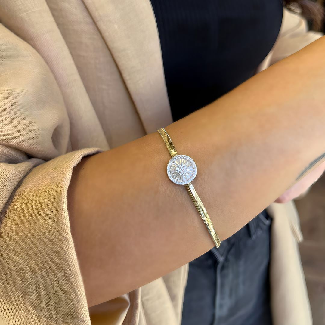 Baget Taşlı İthal Zincir Bileklik A0004