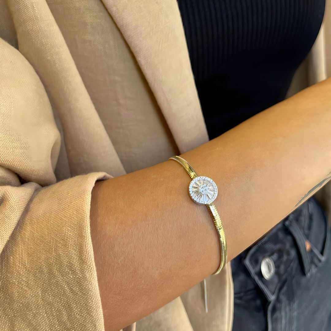 Baget Taşlı İthal Zincir Bileklik A0004