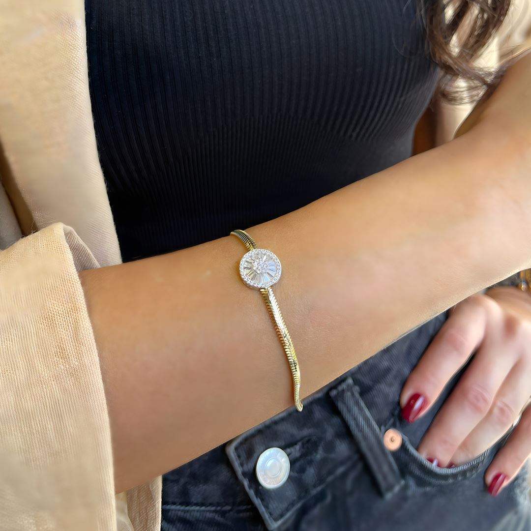 Baget Taşlı İthal Zincir Bileklik A0004