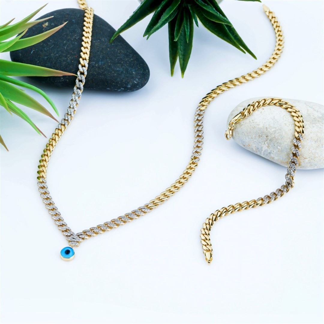 Altın Taşlı Gözlü Bebeğim Kolye CA0052