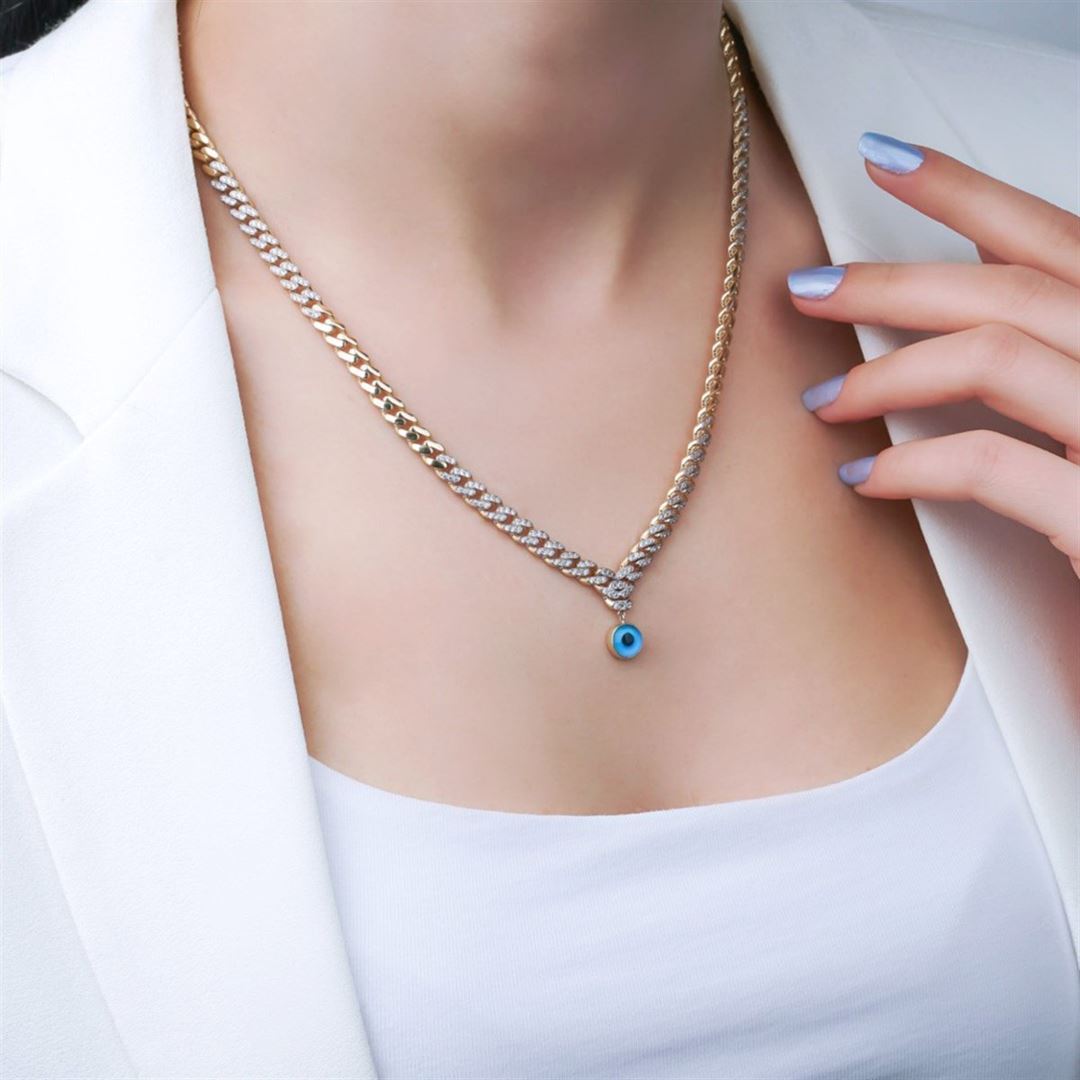 Altın Taşlı Gözlü Bebeğim Kolye CA0052