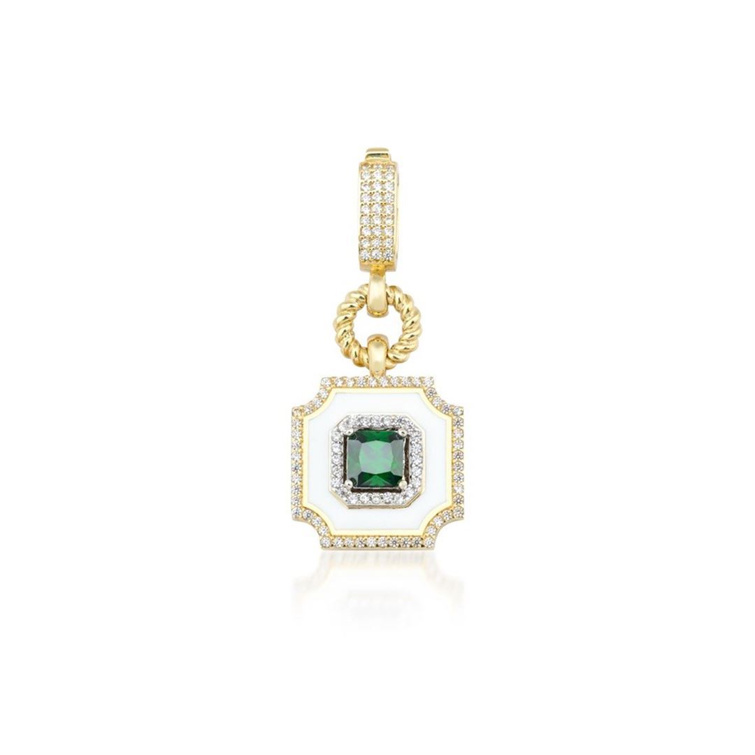 Beyaz Mineli Zümrüt Taşlı Kolye Ucu Charm CA0002