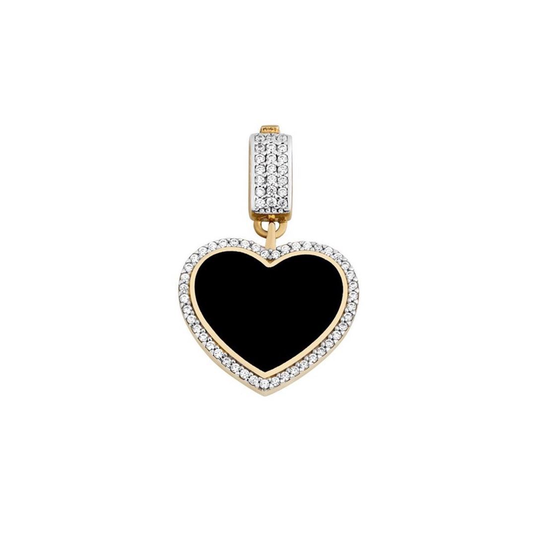 Siyah Mine Kalp Kolye Ucu Charm CA0018