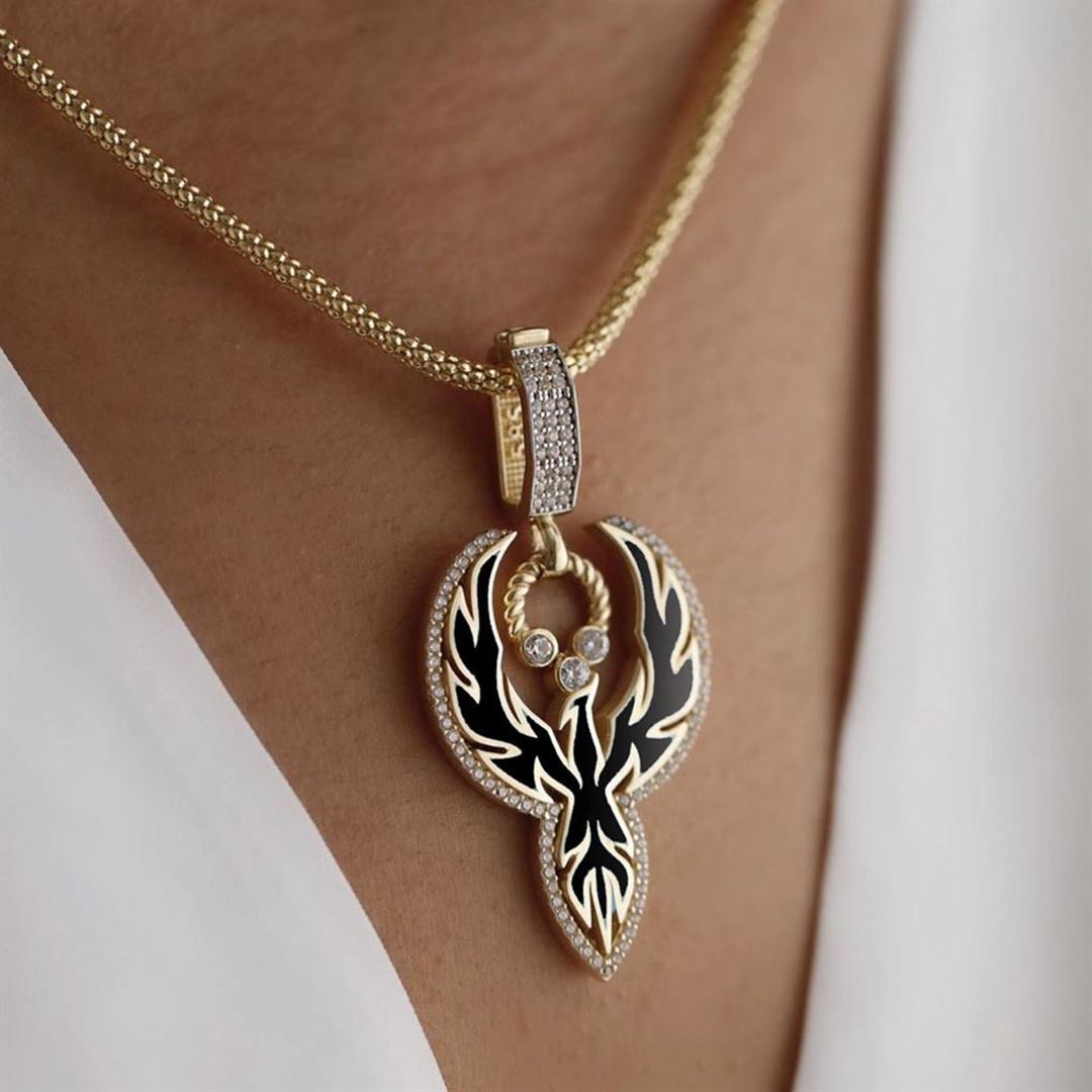 Siyah Mineli Anka Kuşu Charm CA0019