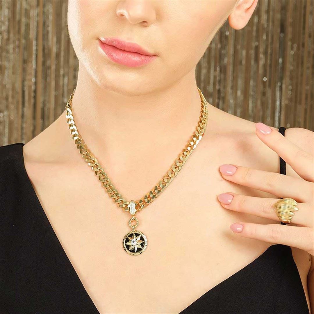 Siyah Taşlı Yıldız Kolye Ucu Charm CA0022