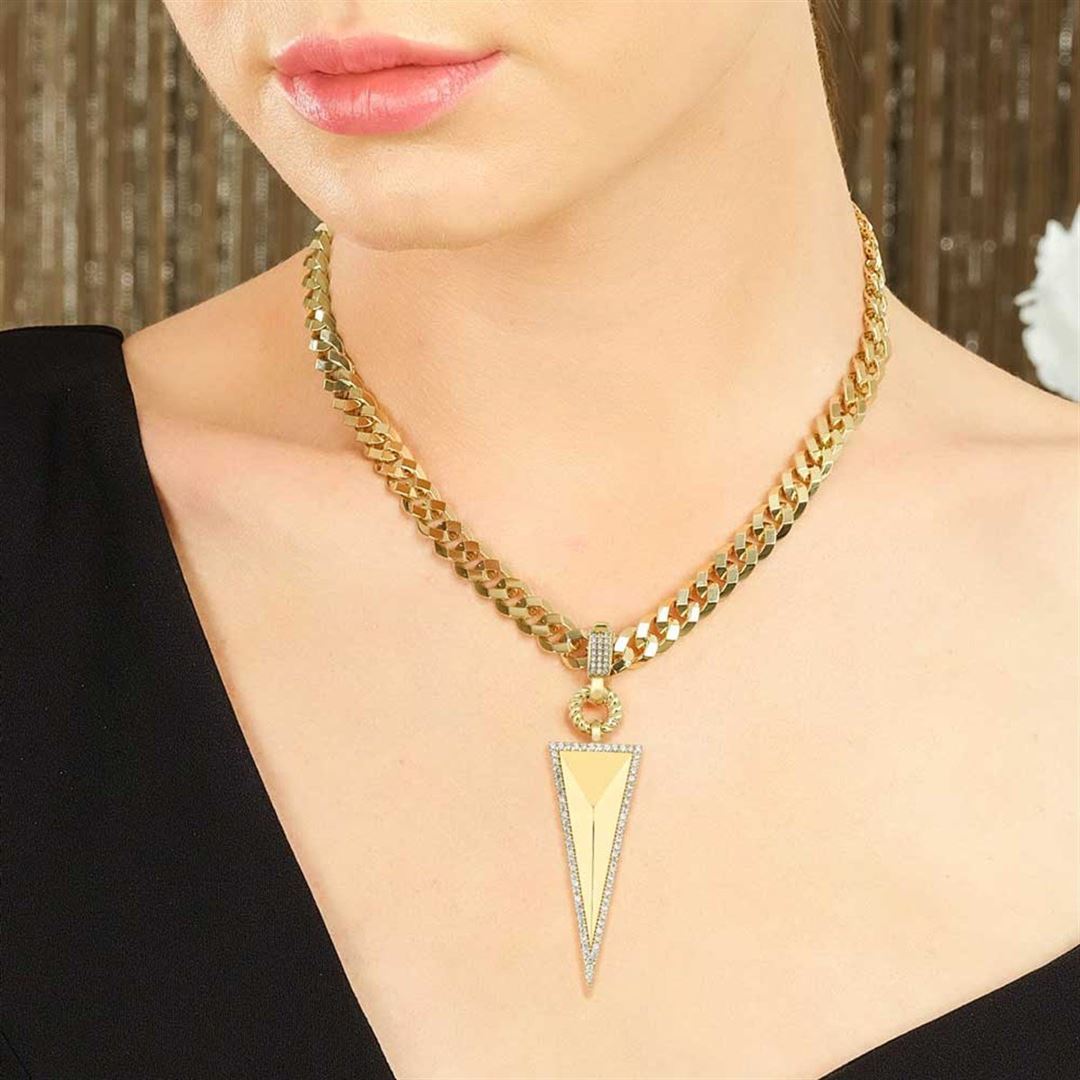 Taşlı Üçgen Kolye Ucu Charm CA0027