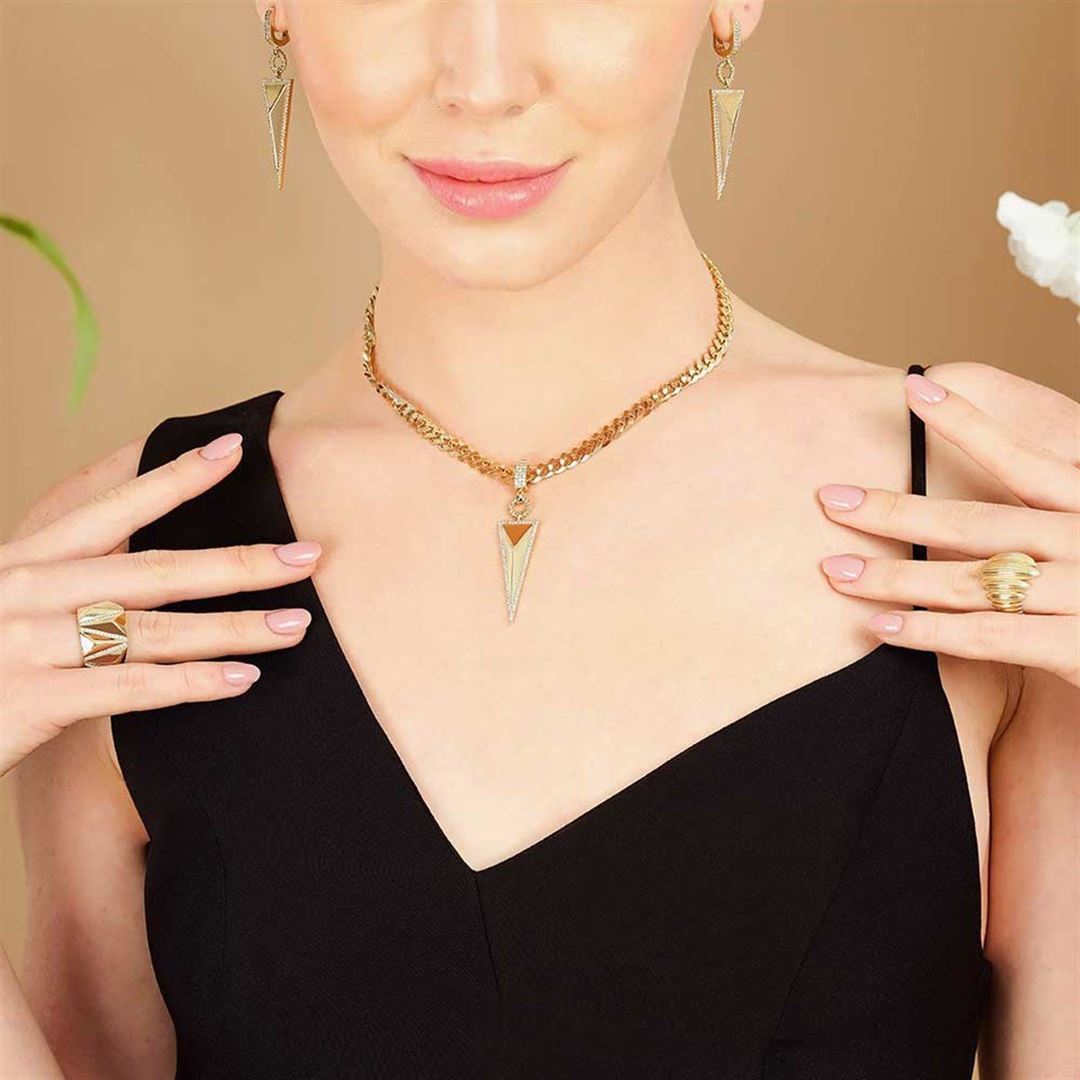 Taşlı Üçgen Kolye Ucu Charm CA0027