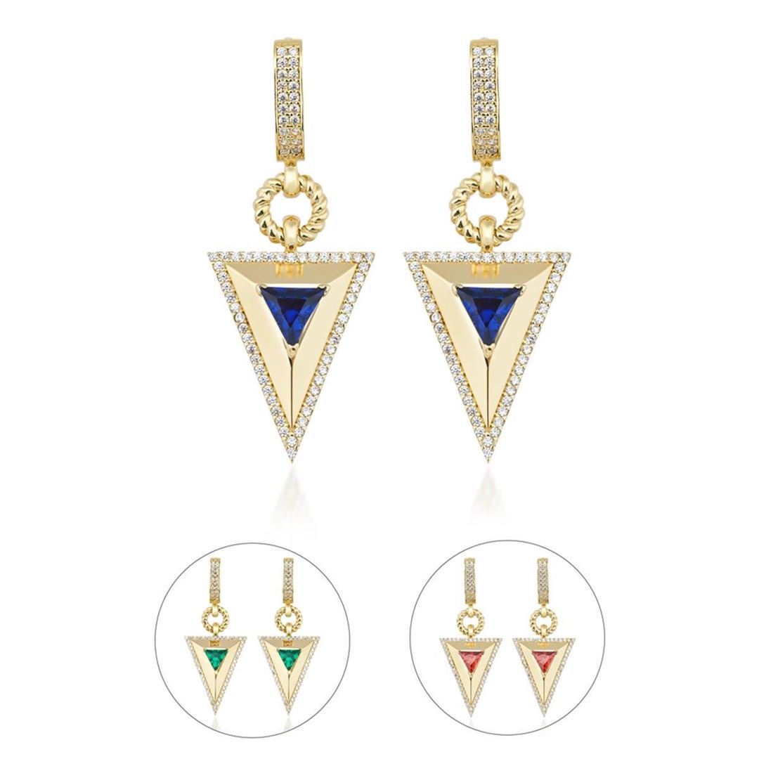 Safir Taşlı Piramit Küpe CA0077