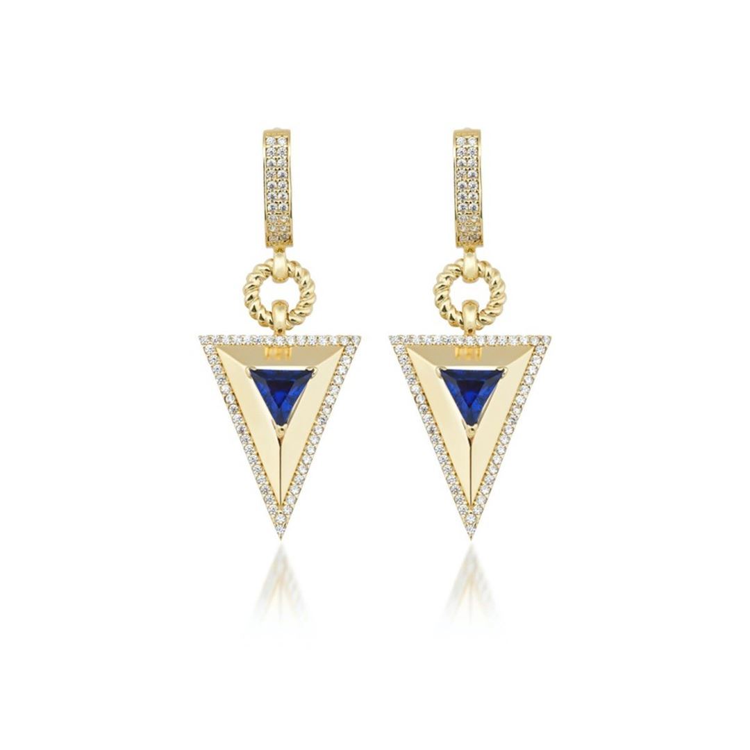 Safir Taşlı Piramit Küpe CA0077