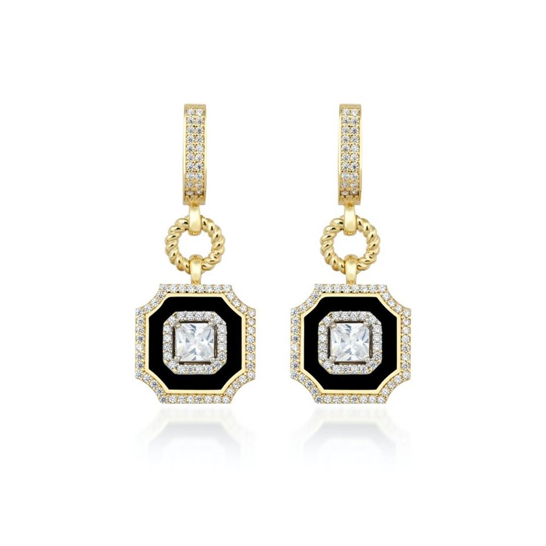 Siyah Mineli Taşlı Küpe CA0080