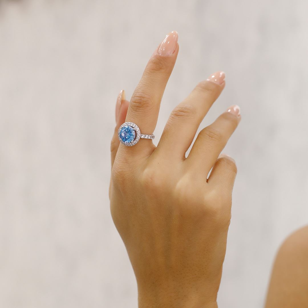 Mavi Topaz Taş Altın Yüzük AA0028