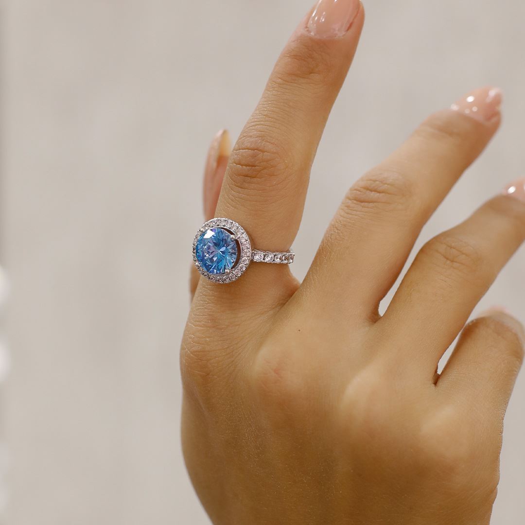 Mavi Topaz Taş Altın Yüzük AA0028