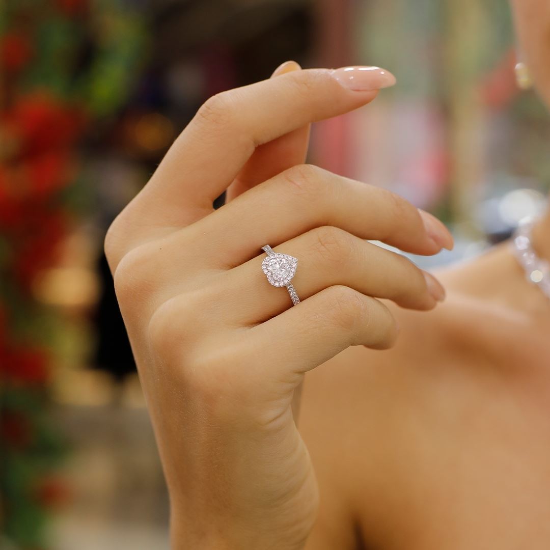 Beyaz Altın Tektaş Kalp Yüzük AA0026