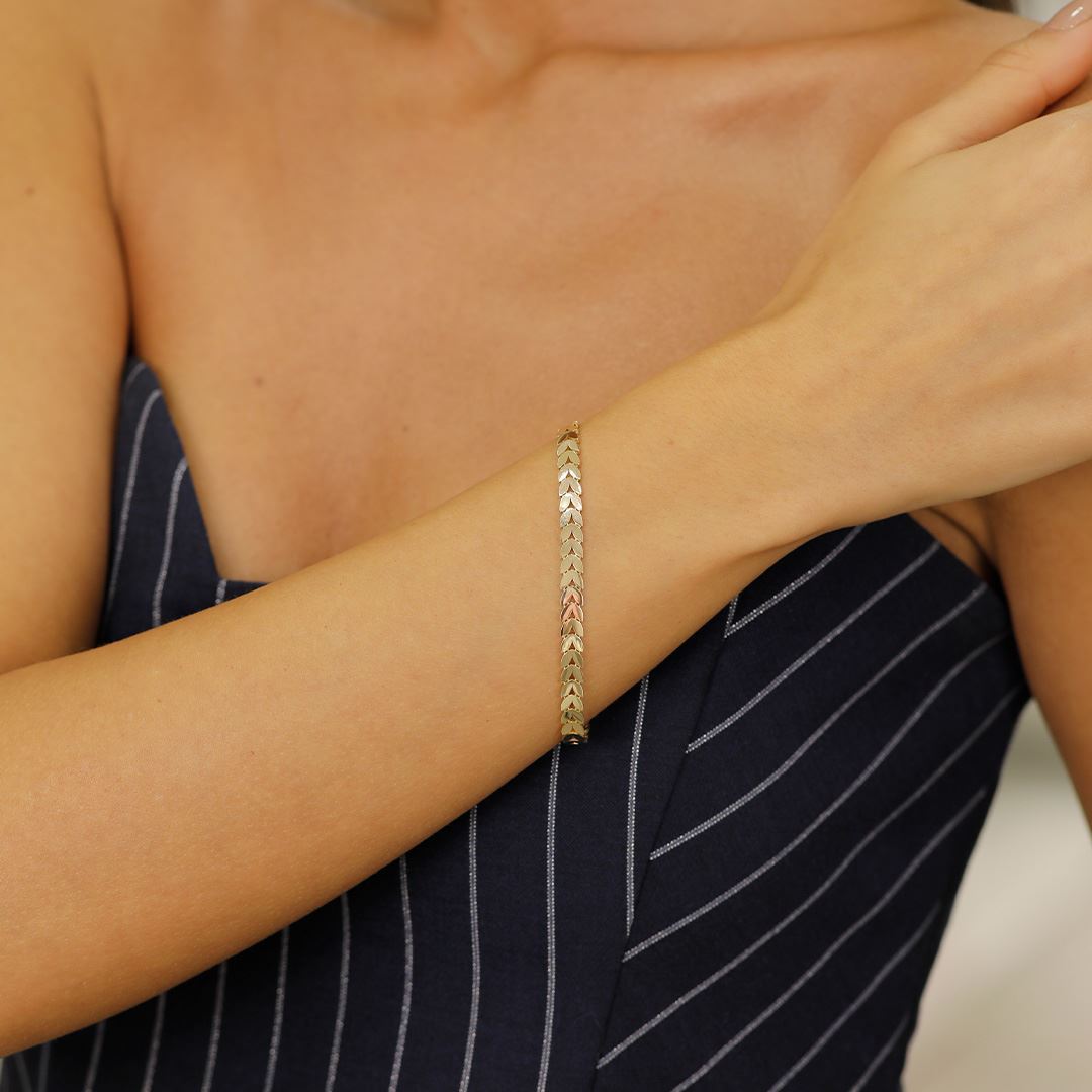 Yaprak Motifli Sıralı Bileklik B0057