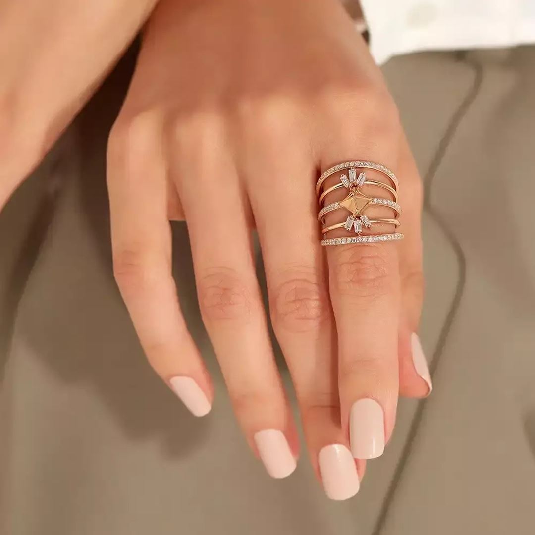 0.82 CT Baget Kesim Pırlanta Taşlı Rose Altın Yüzük