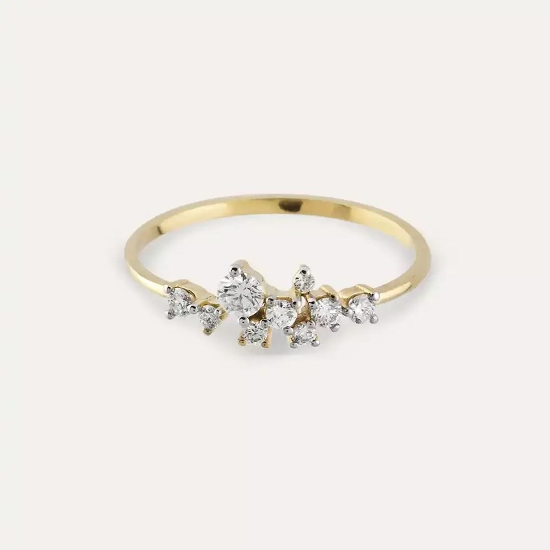 0.32 CT Pırlanta Taşlı Sarı Altın Yüzük