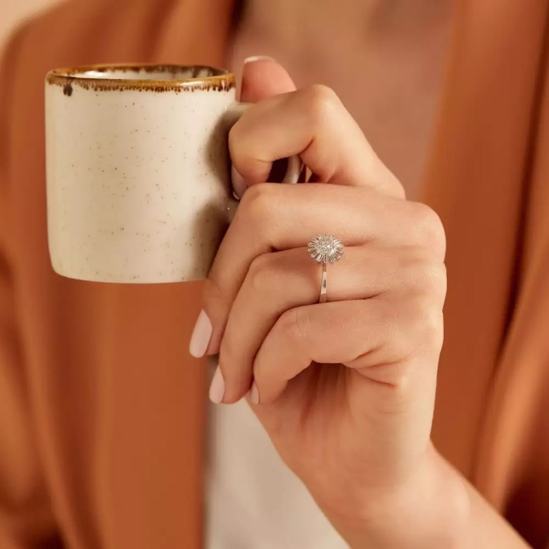 Shiny 0.51 CT Pırlanta Taşlı Beyaz Altın Yüzük