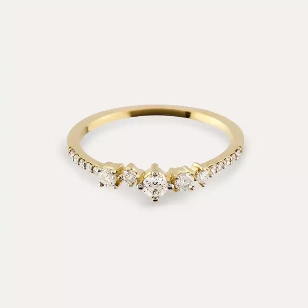 0.26 CT Pırlanta Taşlı Sarı Altın Yüzük