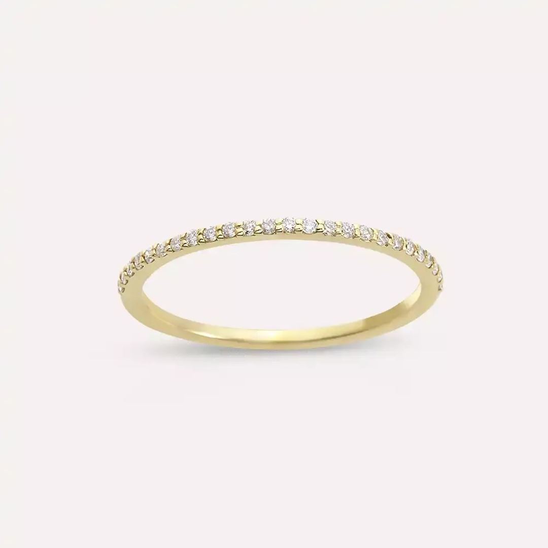 0.14 CT Pırlanta Taşlı Sarı Altın Yarımtur Yüzük