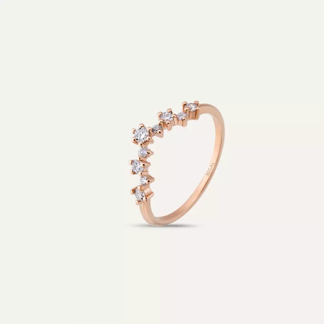 Aster Pırlanta Taşlı Rose Altın Yüzük