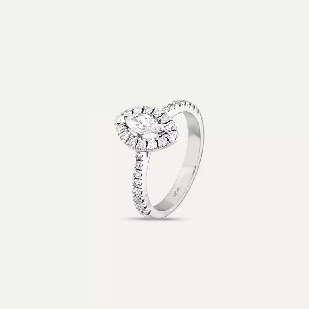 0.82 CT Markiz Kesim Pırlanta Taşlı Beyaz Altın Yüzük