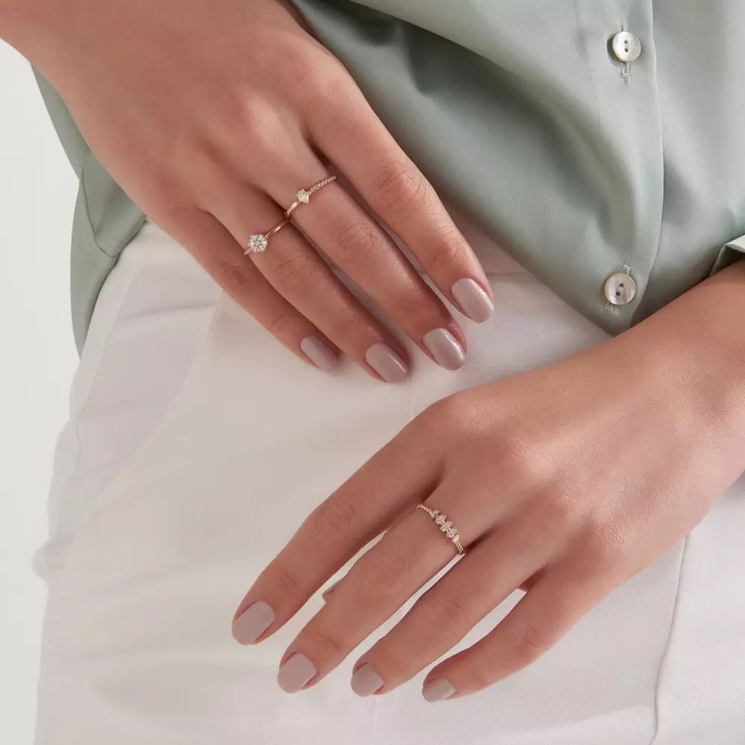 0.22 CT Baget Kesim Pırlanta Taşlı Rose Altın Yüzük