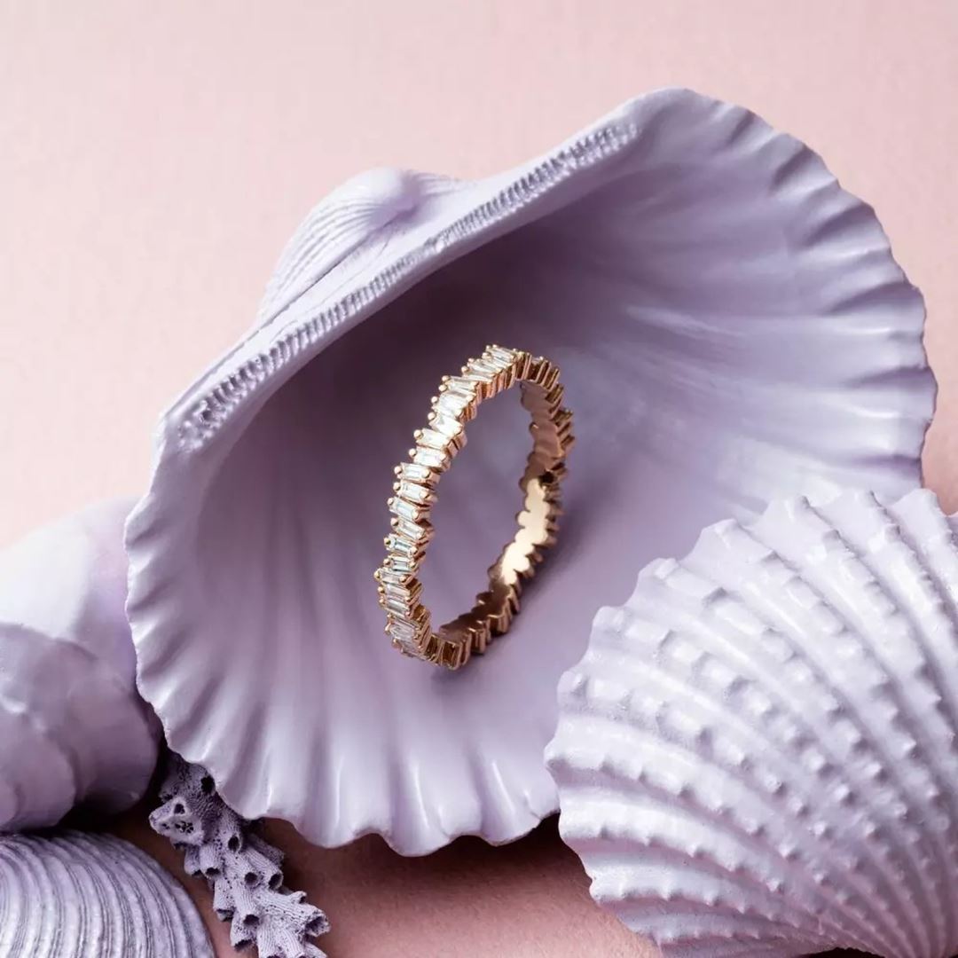 0.60 CT Baget Kesim Pırlanta Taşlı Rose Altın Tamtur Yüzük