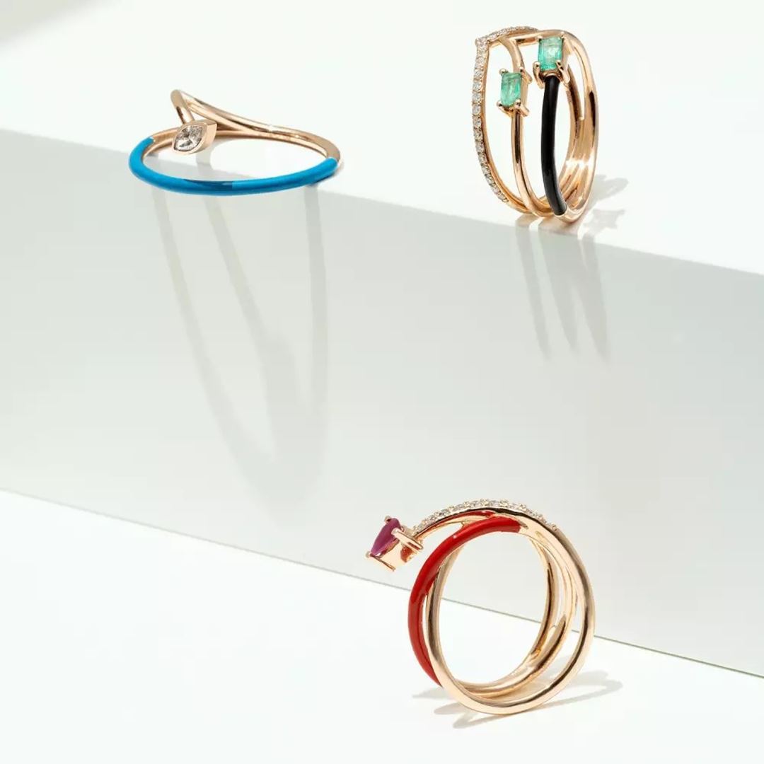 Donel Yakut Taşlı ve Kırmızı Mineli Rose Altın Yüzük