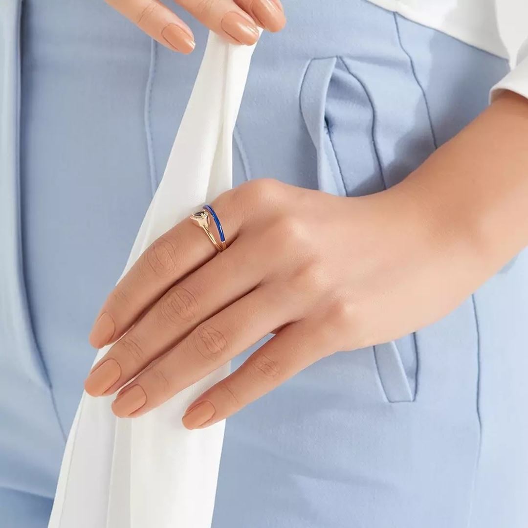 Temi Safir ve Pırlanta Taşlı Lacivert Mineli Yüzük