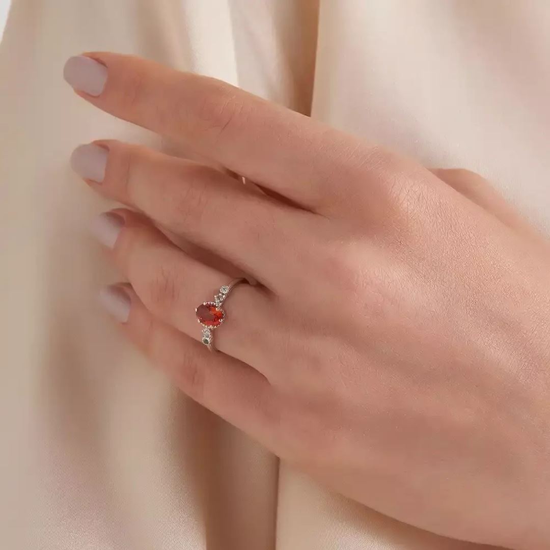 1.03 CT Multicolor Safir ve Pırlanta Taşlı Beyaz Altın Yüzük