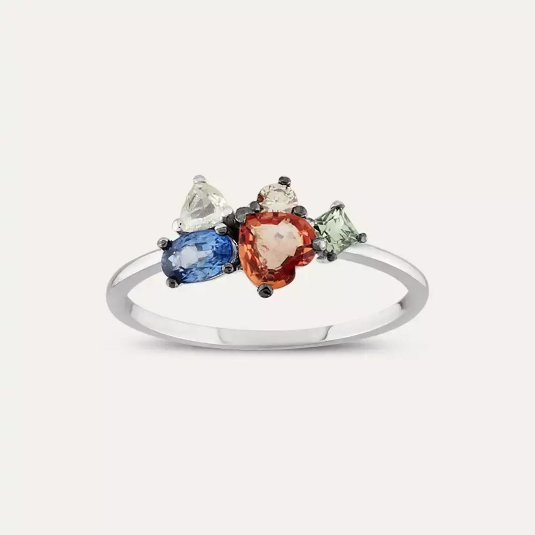 1.19 CT Multicolor Safir, Elmas ve Pırlanta Taşlı Yüzük