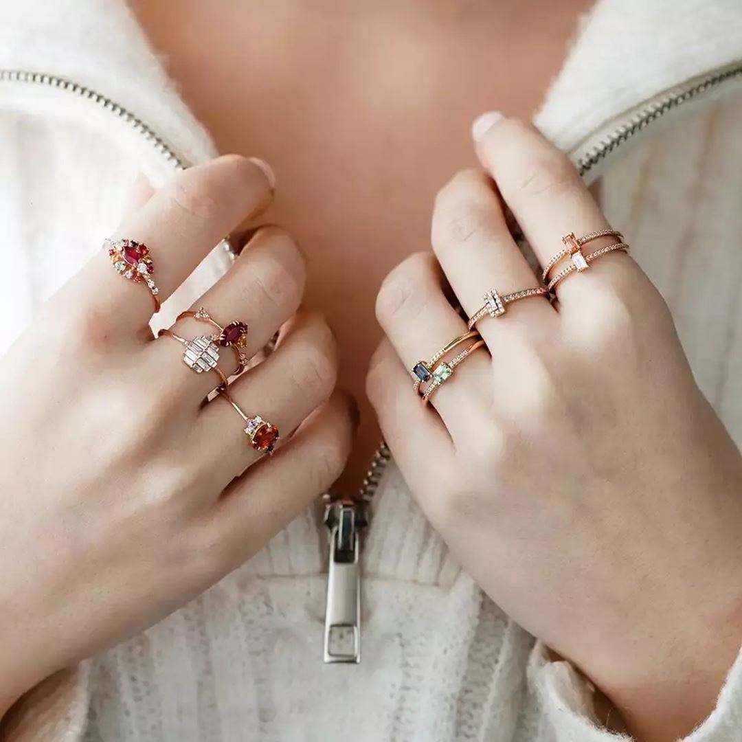 1.05 CT Multicolor Safir, Yakut ve Pırlanta Taşlı Yüzük